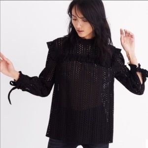 NWOT Madewell black eyelet top